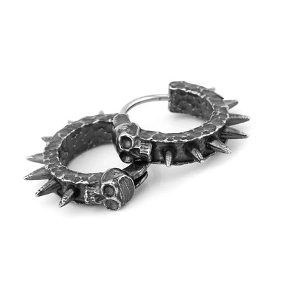 BLACK SKULL THORN HOOP EARRING - Cozilia