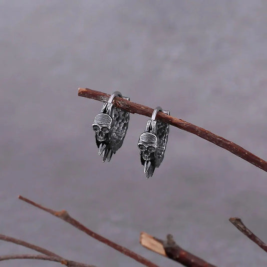 BLACK SKULL THORN HOOP EARRING - Cozilia