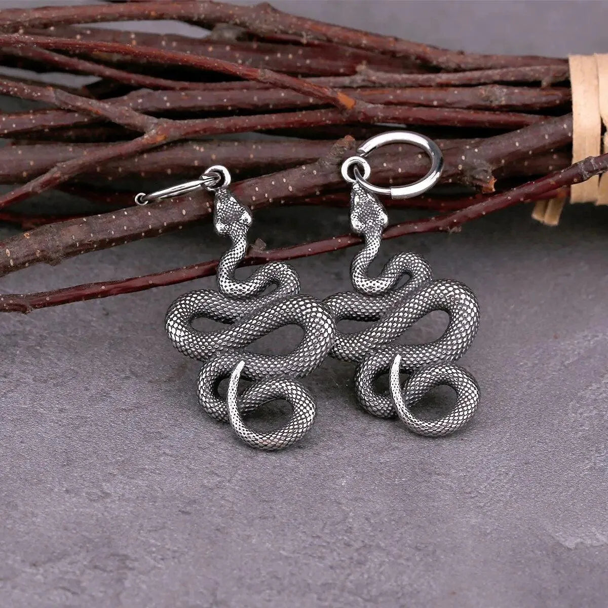 COILED SNAKE DROP EARRING - Cozilia