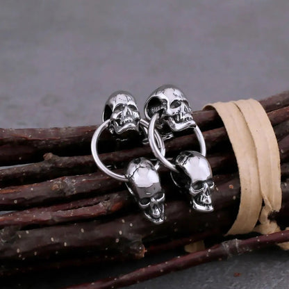 DOUBLE SKULL DROP EARRING - Cozilia