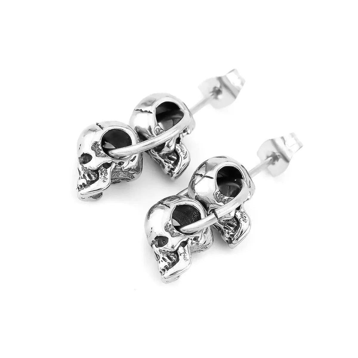 DOUBLE SKULL DROP EARRING - Cozilia