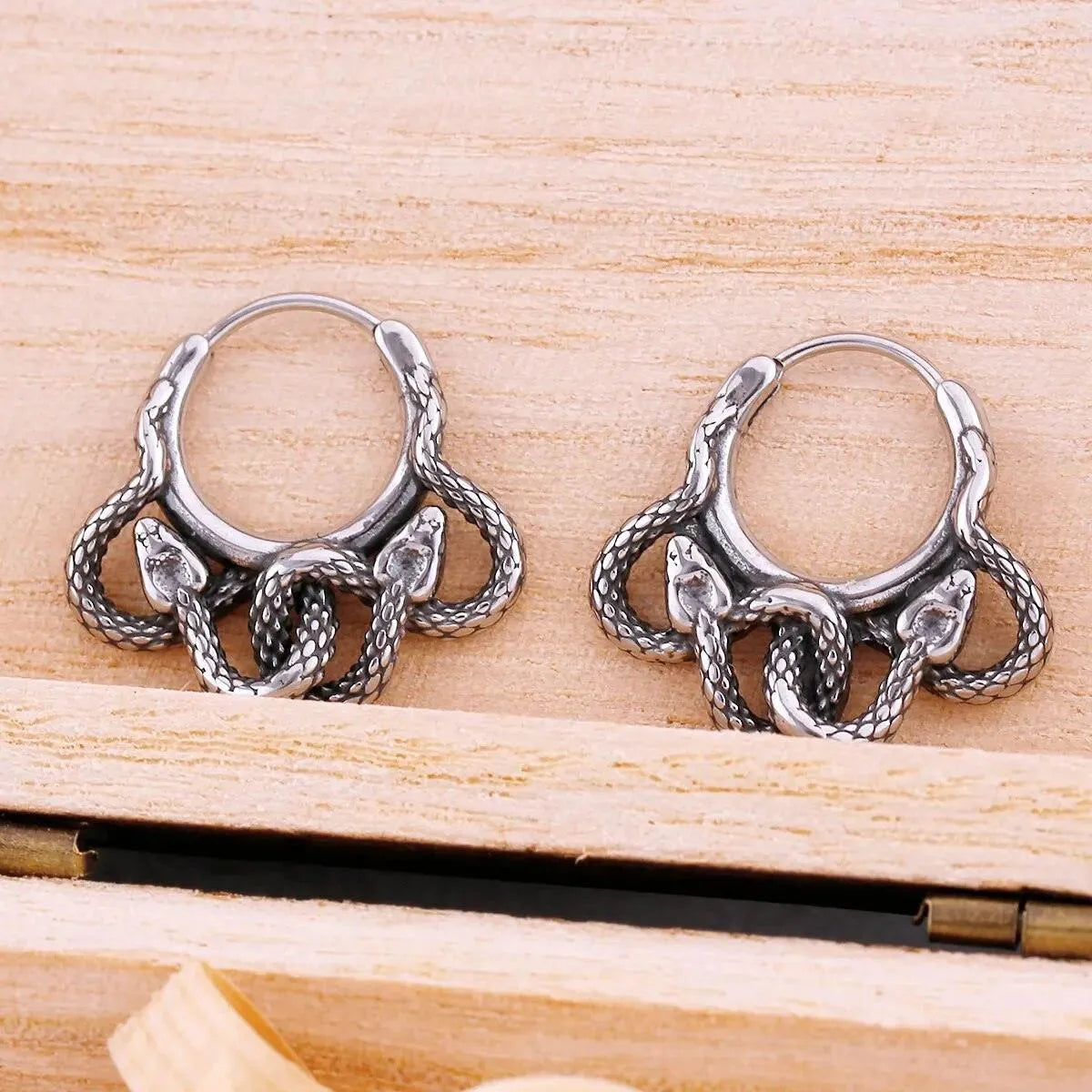 DOUBLE SNAKE HOOP EARRING - Cozilia