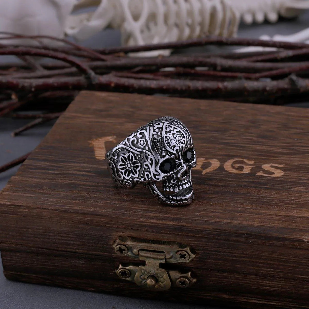 FLOWER SKULL RING - Cozilia