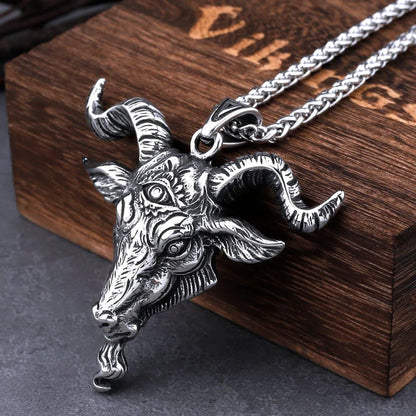 GOTHIC BAPHOMET HEAD NECKLACE - Cozilia