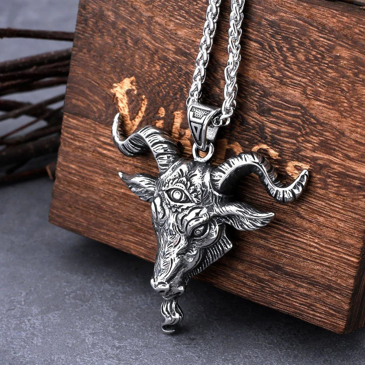 GOTHIC BAPHOMET HEAD NECKLACE - Cozilia