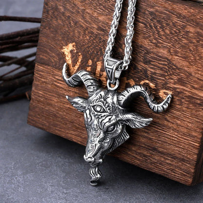 GOTHIC BAPHOMET HEAD NECKLACE - Cozilia