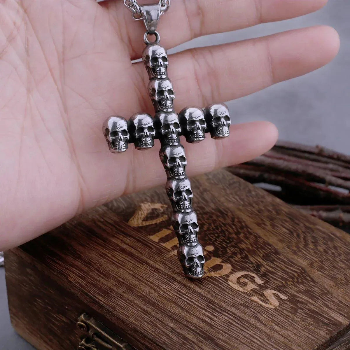 NEO-GOTHIC SKULL CROSS NECKLACE - Cozilia