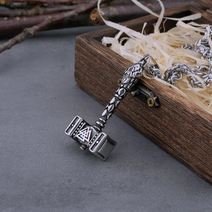 ORNAMENTAL VALKNUT THOR'S MJÖLNIR NECKLACE - Cozilia