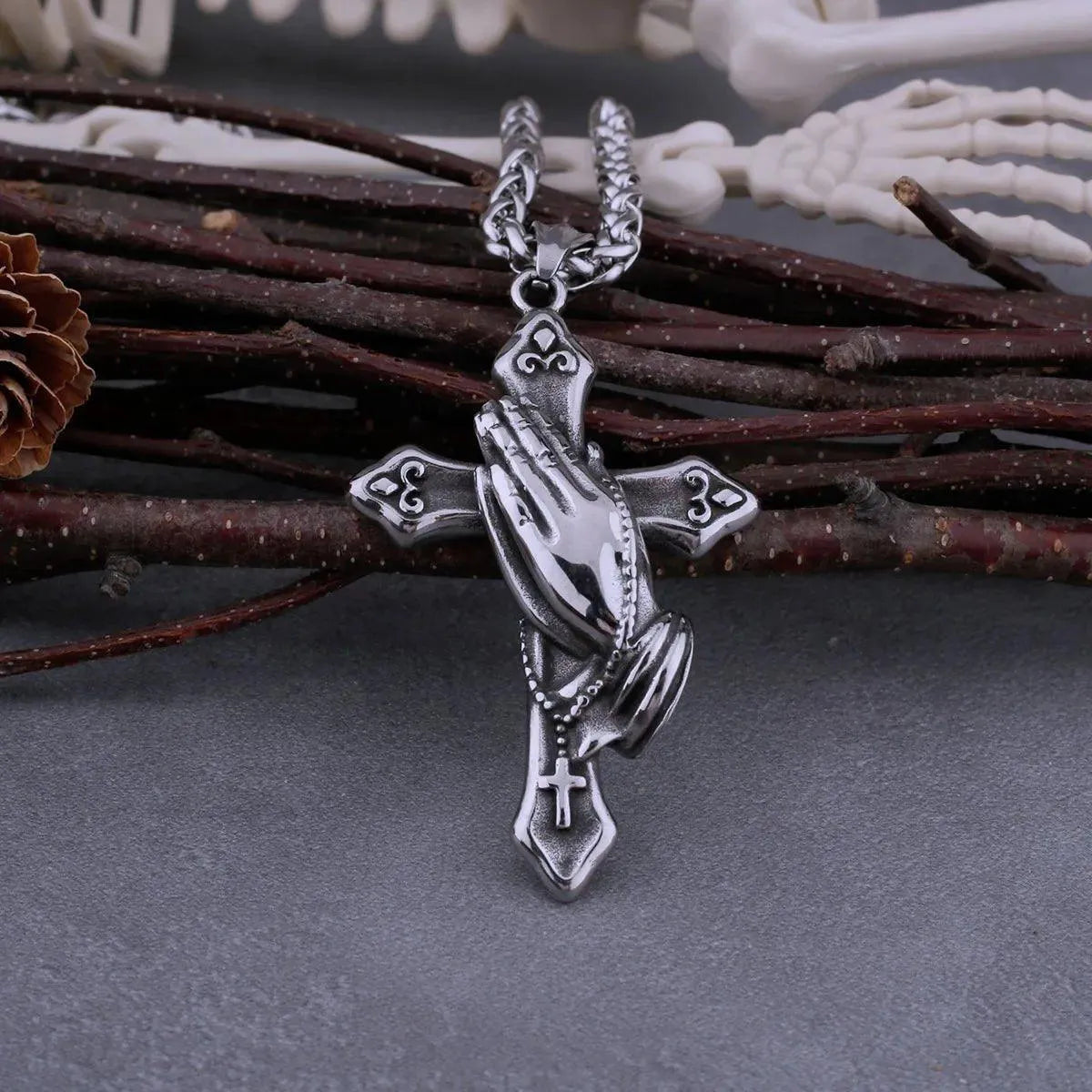 PRAYER HAND CROSS NECKLACE - Cozilia