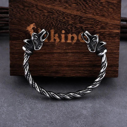 RETRO VIKING WOLF HEAD BRACELET - Cozilia