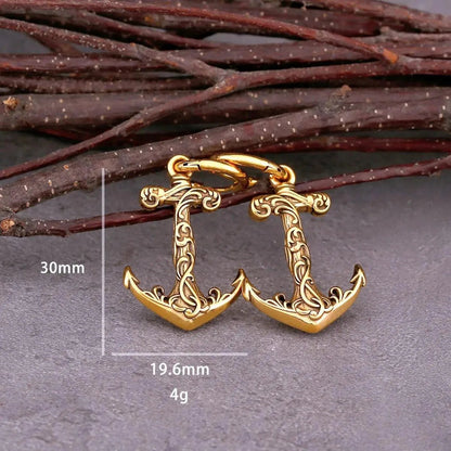 SHIP ANCHOR DROP EARRING - GOLD - Cozilia