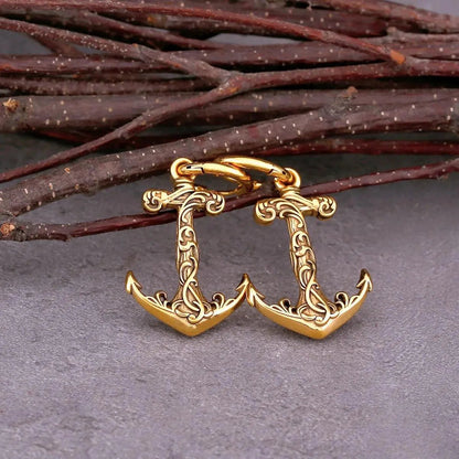 SHIP ANCHOR DROP EARRING - GOLD - Cozilia