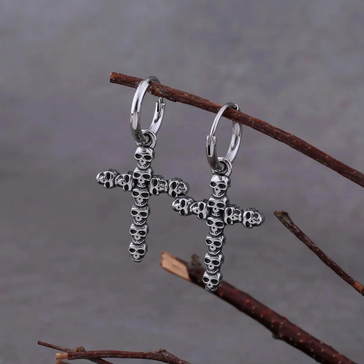 SKULL CROSS DROP EARRING - Cozilia