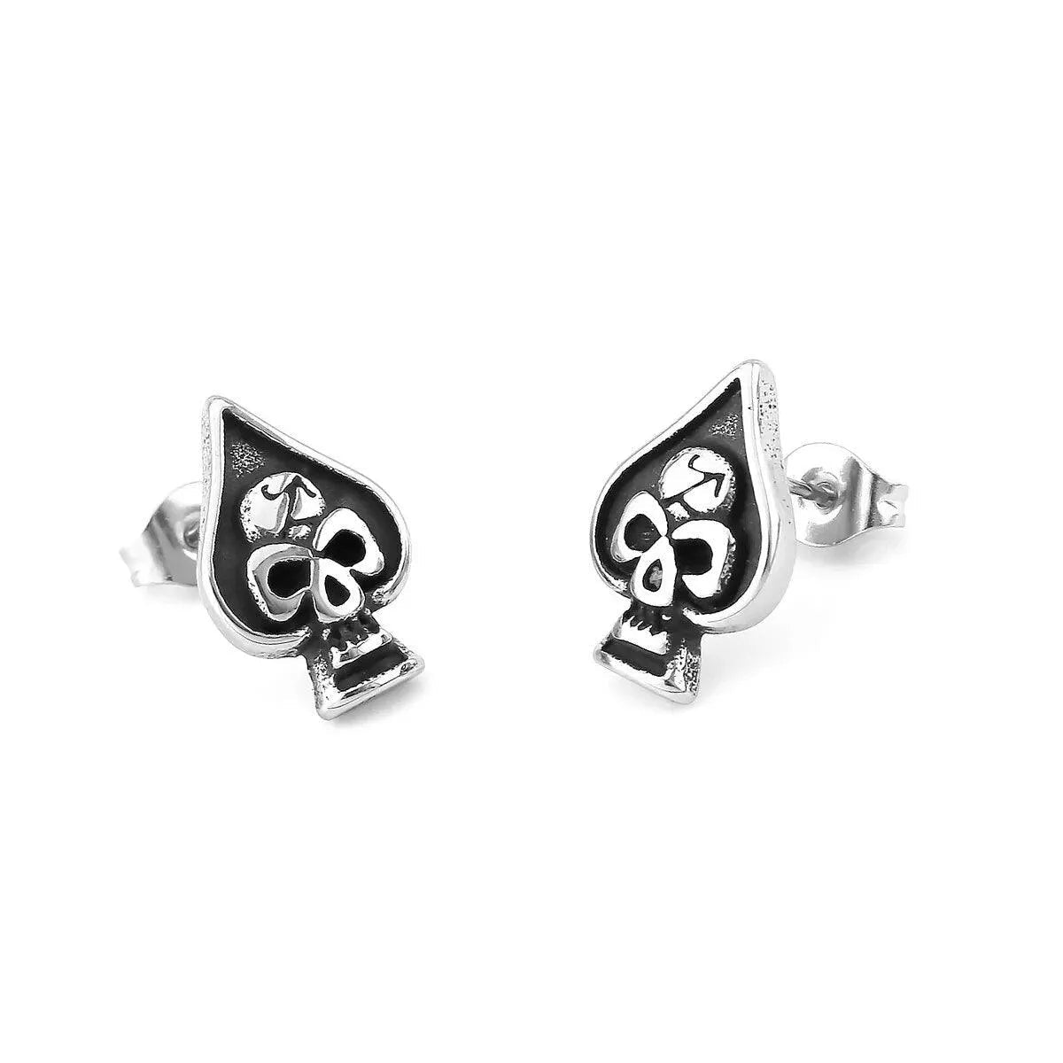 SPADE SKULL STUD EARRING - Cozilia