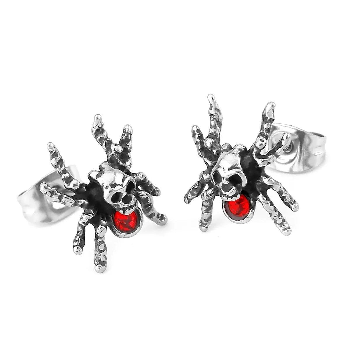 SPIDER SKULL STUD EARRING - Cozilia