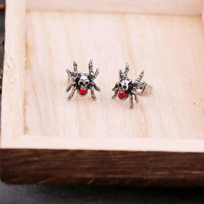 SPIDER SKULL STUD EARRING - Cozilia