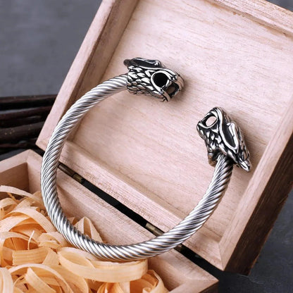 VIKING FAFNIR HEAD TORC BRACELET - Cozilia