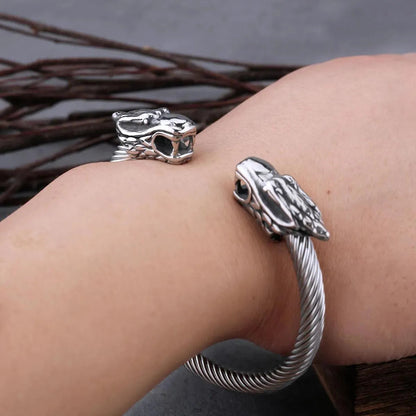 VIKING FAFNIR HEAD TORC BRACELET - Cozilia