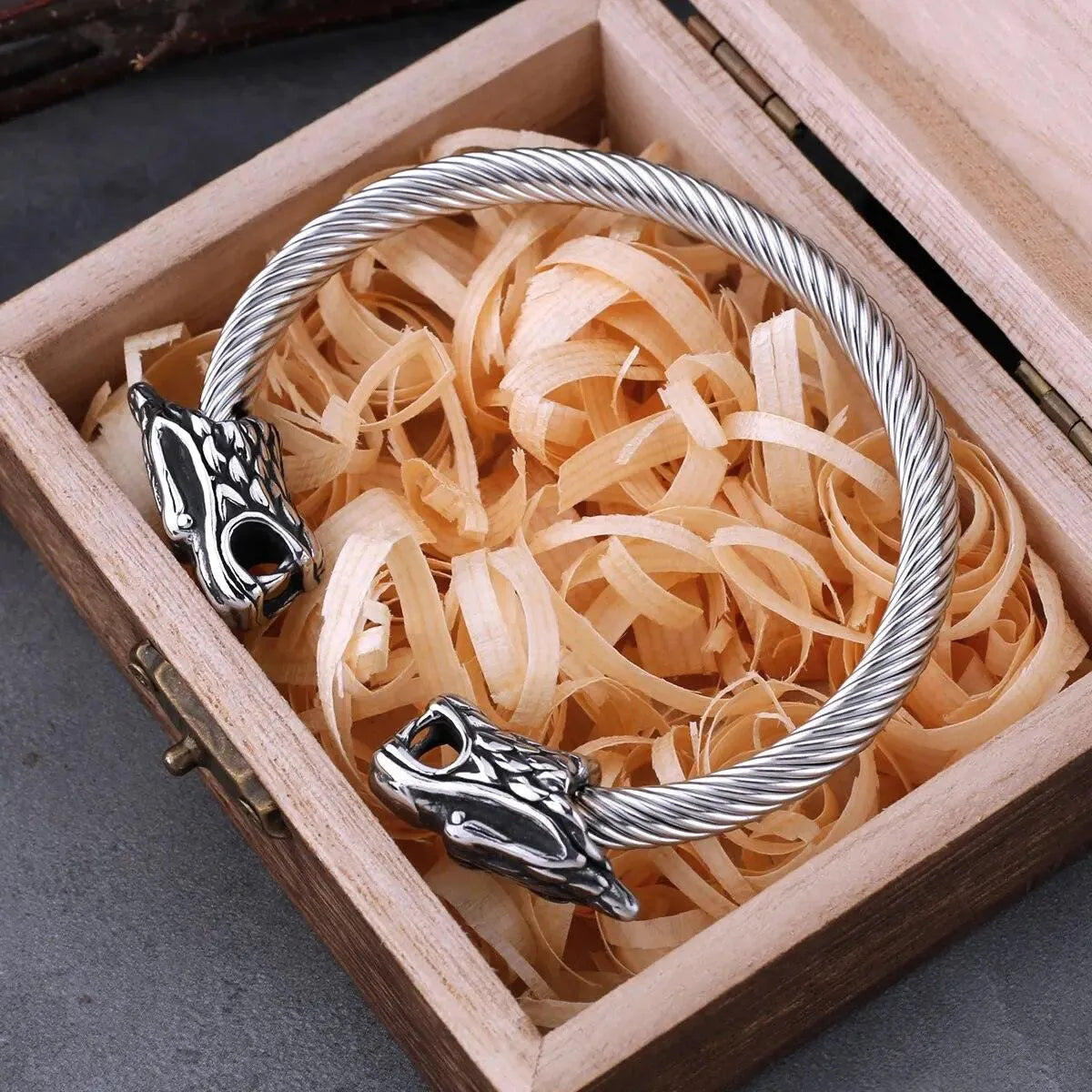 VIKING FAFNIR HEAD TORC BRACELET - Cozilia