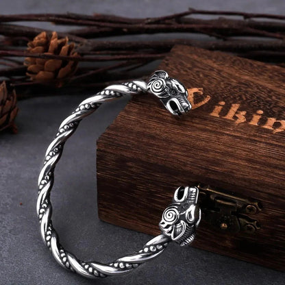 VIKING GOAT HEAD TORC BRACELET - Cozilia