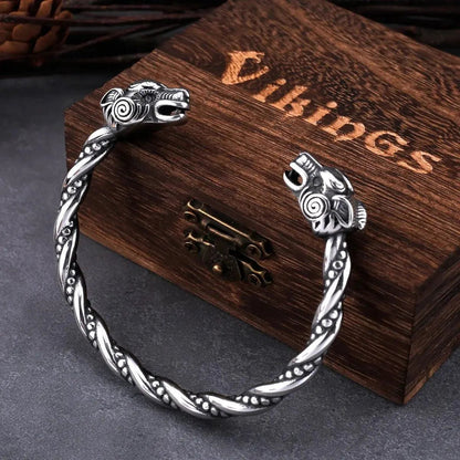 VIKING GOAT HEAD TORC BRACELET - Cozilia