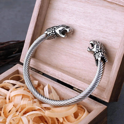 VIKING PANTHER HEAD TORC BRACELET - Cozilia