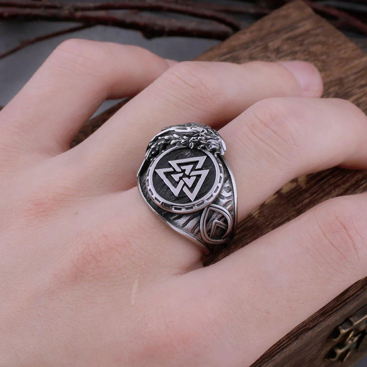 VIKING VALKNUT RAVEN RING - Cozilia