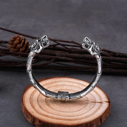 VIKING VELES BEAR HEAD TORC BRACELET - Cozilia