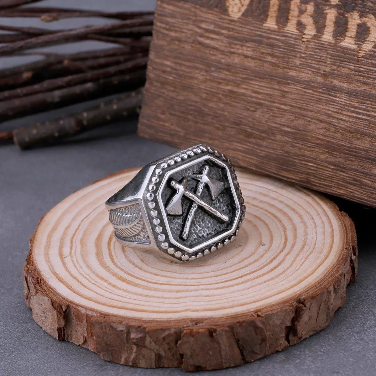 VIKING WARRIOR AXE RING - Cozilia